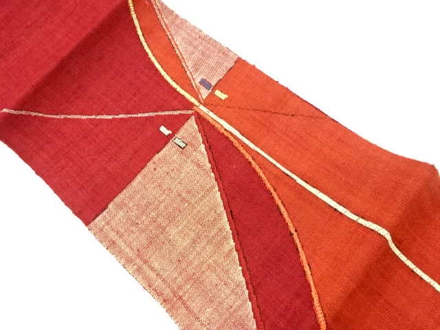 手織り真綿紬抽象模様織出し名古屋帯